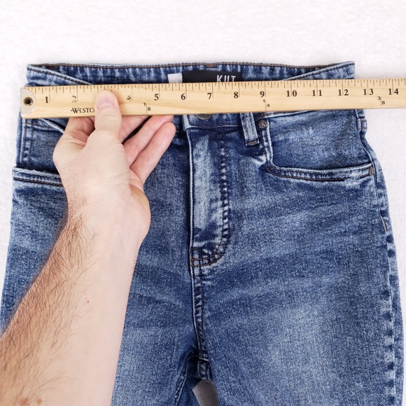 KUT From The Kloth Rachael Mom Jeans High Rise Womens 0 Blue Distressed - Picture 3 of 10